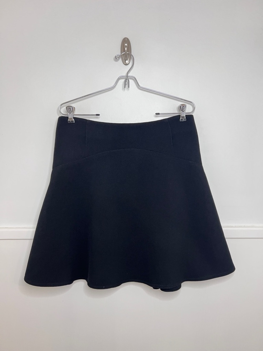 Akris Punto Black Paneled Wool A-Line Mini Skirt